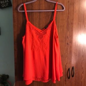 Beautiful red embroidered chiffon top.